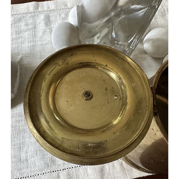 Vintage Brass Tea Pot Kettle Wood Handle Lid Attached, Flaw With The Handle - Picture 9 of 16